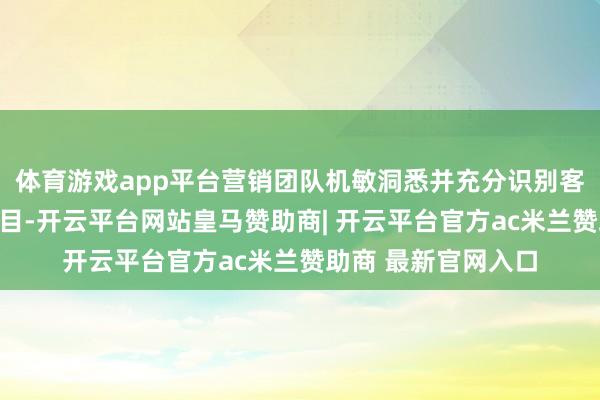 体育游戏app平台营销团队机敏洞悉并充分识别客户对要津盘算的条目-开云平台网站皇马赞助商| 开云平台官方ac米兰赞助商 最新官网入口
